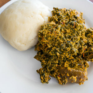 Egusi with Swallow (Fufu, Eba, or Pounded Yam) or Rice