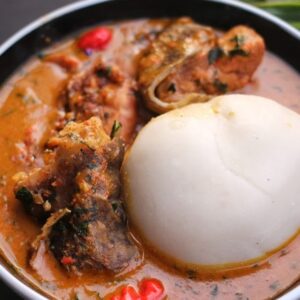 Groundnut Soup with Rice or Swallow